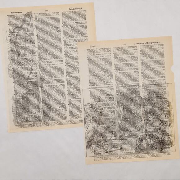 Alice in Wonderland Dictionary Prints 2, Black and White Alice Prints69 - Picture 5 of 6